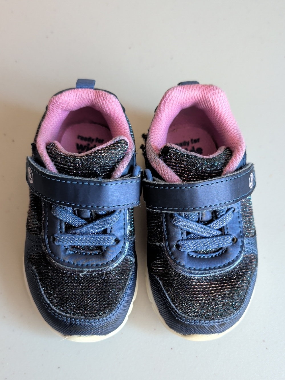 Stride Rite Navy Sneakers with Pink Lining and Sparkle